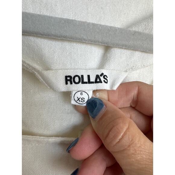 Rolla’s Roxanne L/S Linen Blend Top Square Neck Puff Sleeve XS Excellent - Picture 4 of 8